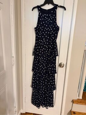 Tommy Hilfiger Navy Polka Dot Tiered Maxi Dress NWT